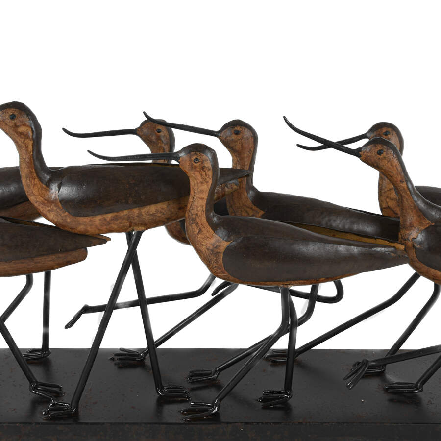 Bronzed Metal Curlew Bird Grouping Sculpture-2