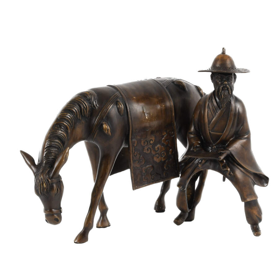 Chinese Bronze Rider and Horse Sculpture-9