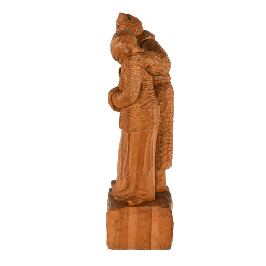 Hand-Carved Statue of Elder Couple-2