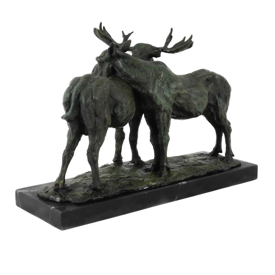 Signed B.C. Zheng Bronze Lost Wax Method Moose Sculpture-4