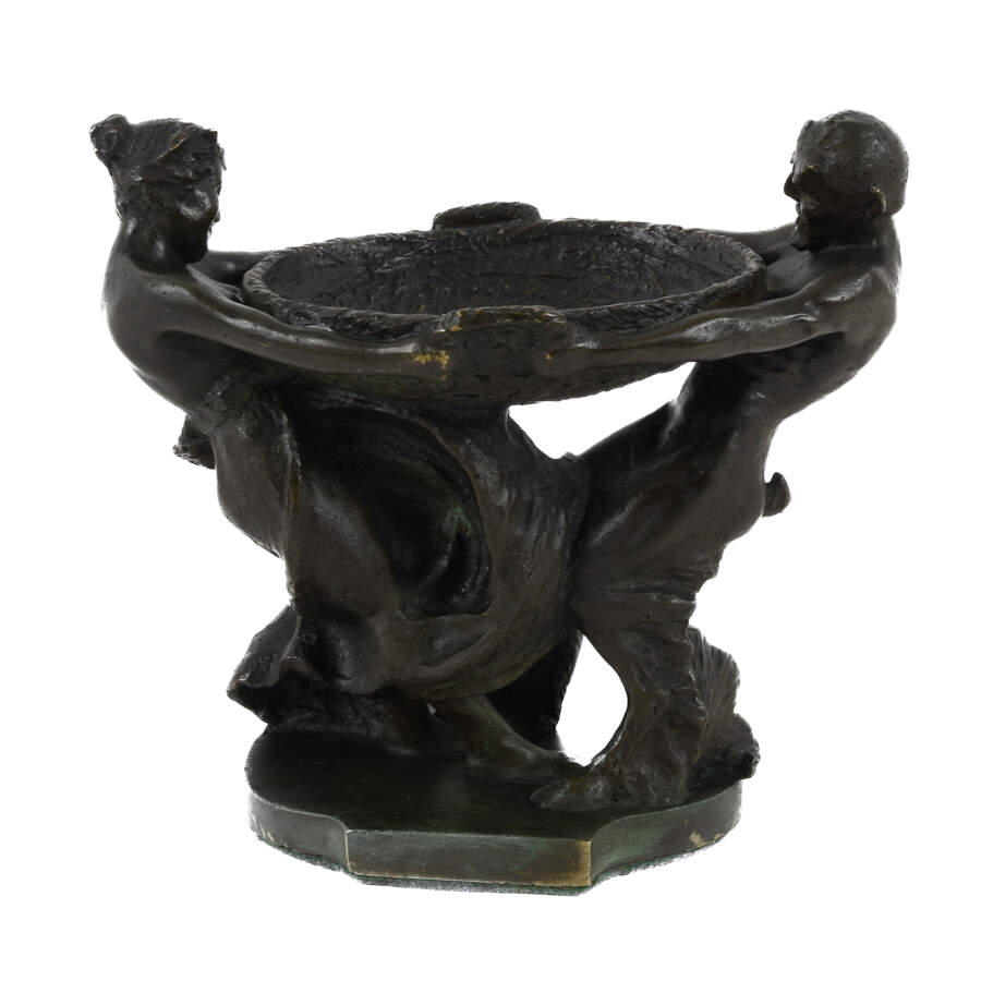 European School Bronze "Nymph & Satyr" Sculpture-1