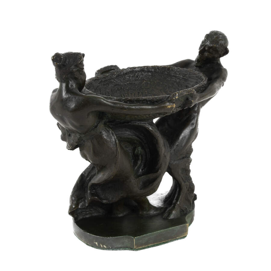 European School Bronze "Nymph & Satyr" Sculpture-6
