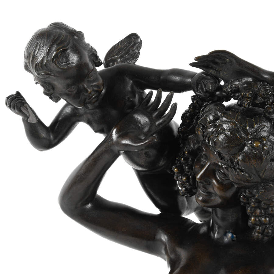 Bronze Woman and Angel Grouping on a Marble Base-5