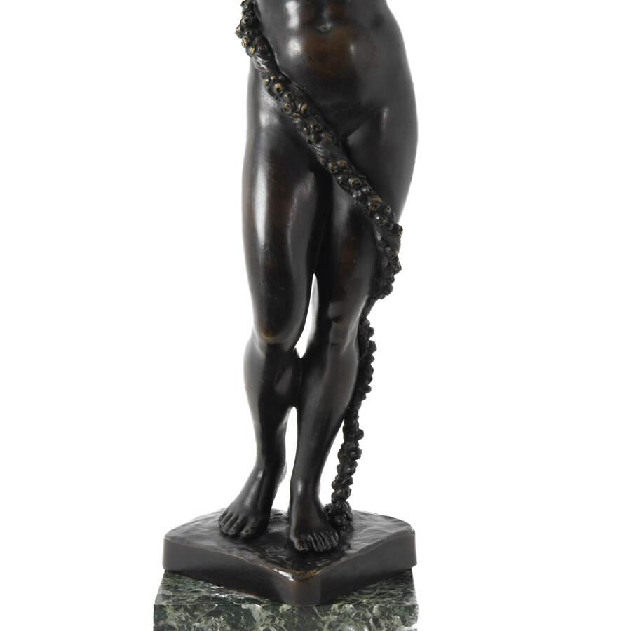 Bronze Woman and Angel Grouping on a Marble Base-3