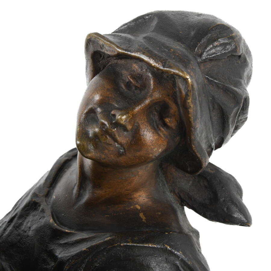 Bronze Mother and Child Figure on a Marble Base-7