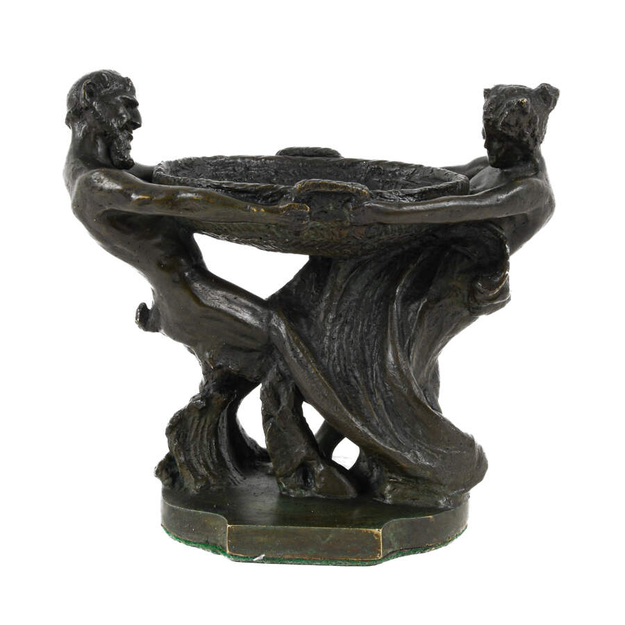 European School Bronze "Nymph & Satyr" Sculpture-2