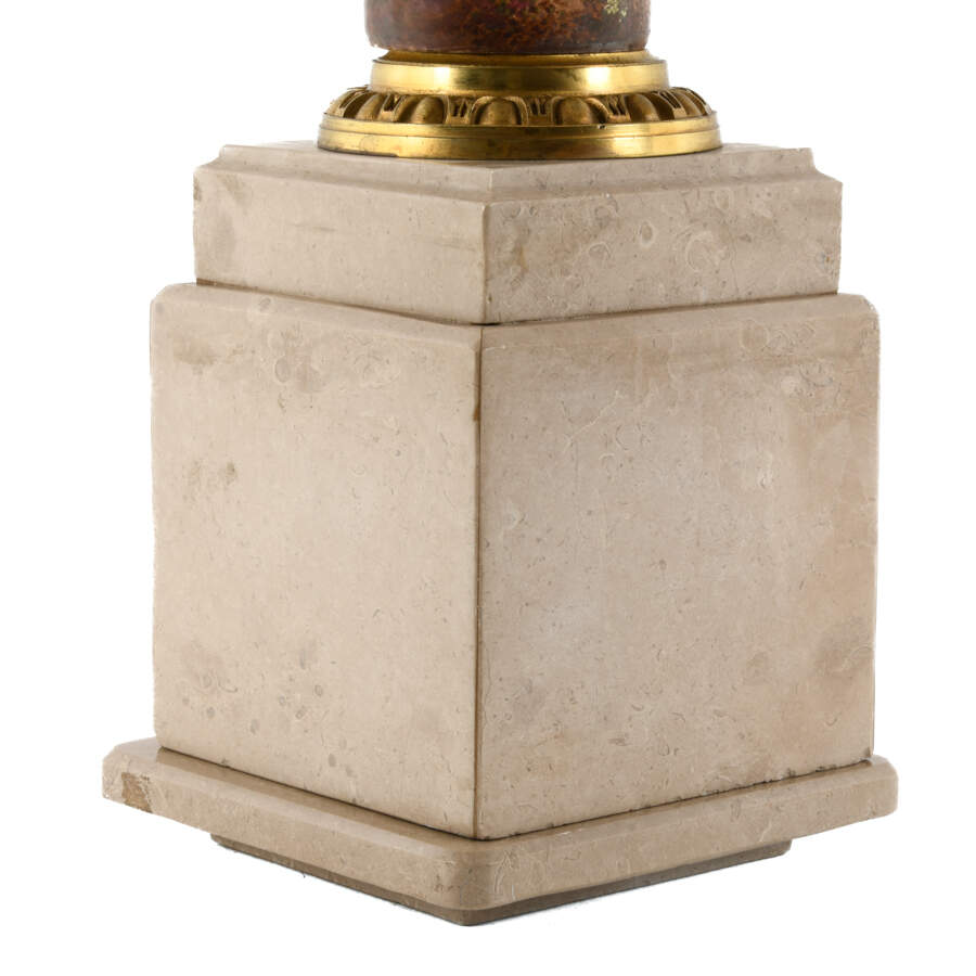 Antique French Stone and Metal Corinthian Column Pedestal-11