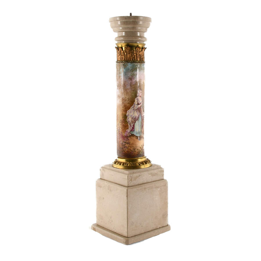 Antique French Stone and Metal Corinthian Column Pedestal-10