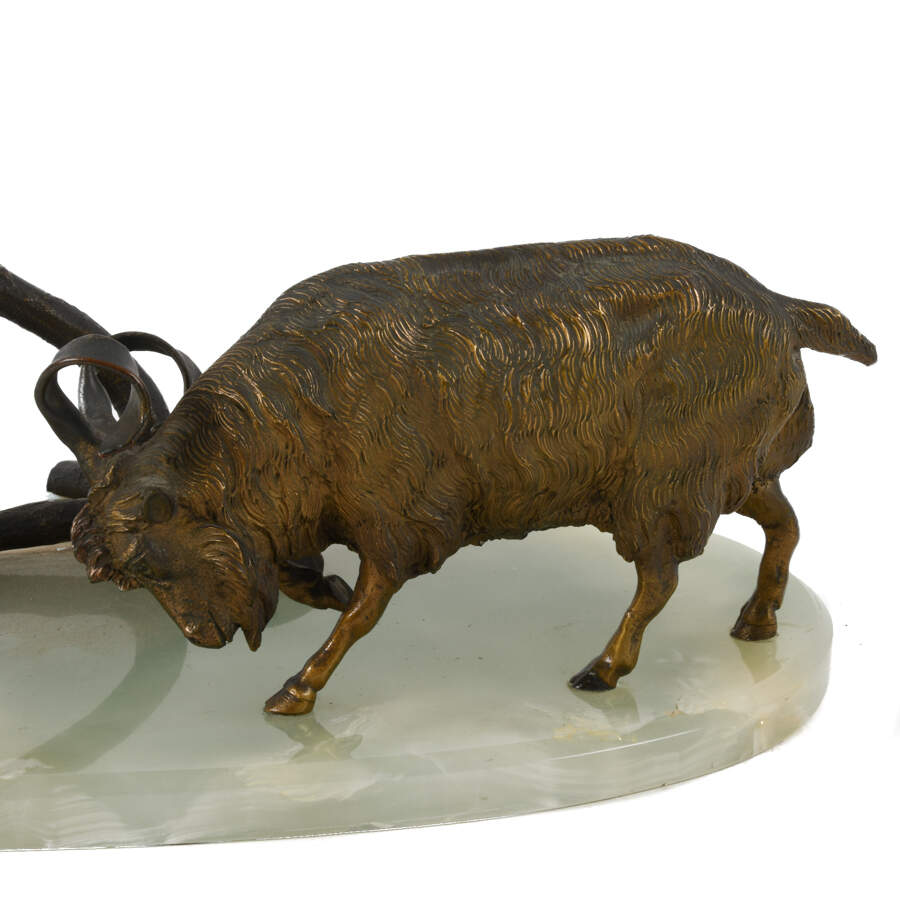 Bronze Charging Ram Grouping on Green Onyx Base-7