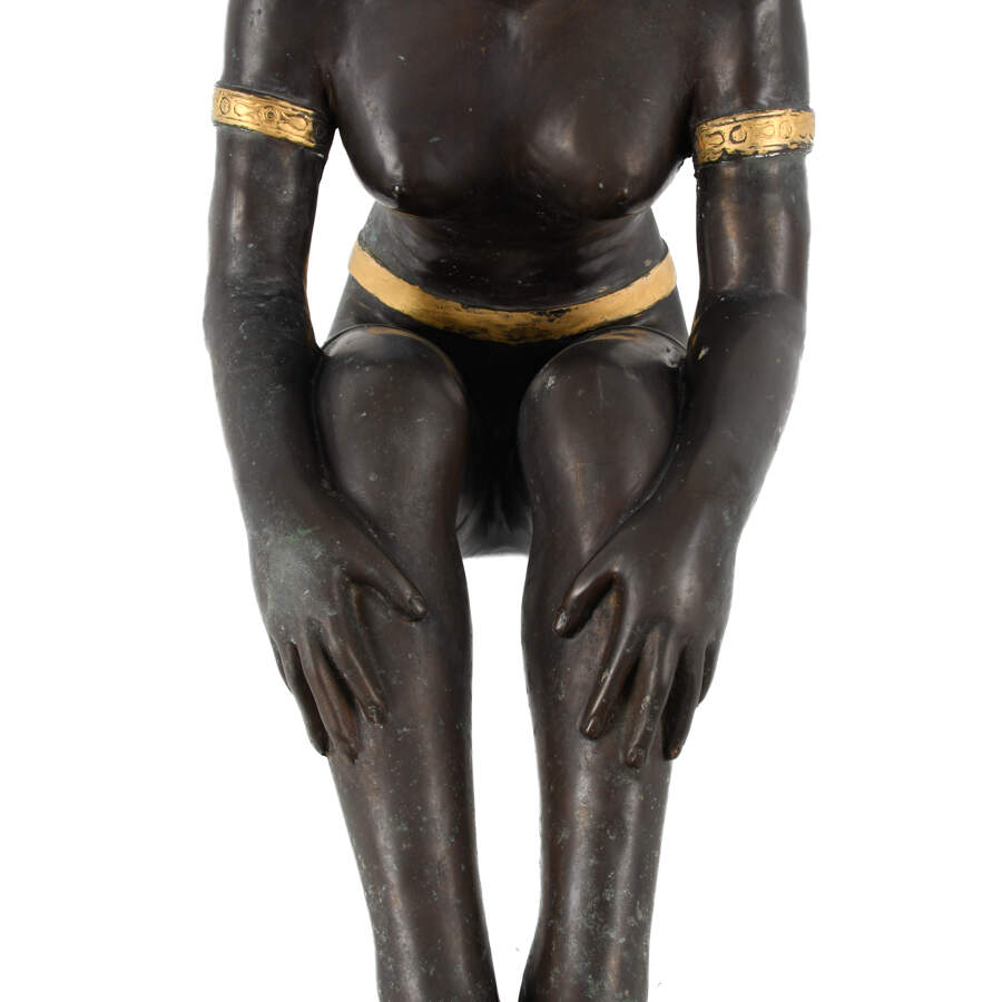 Large Bronze Egyptian Goddess Signed B. Sanberg Statue-6