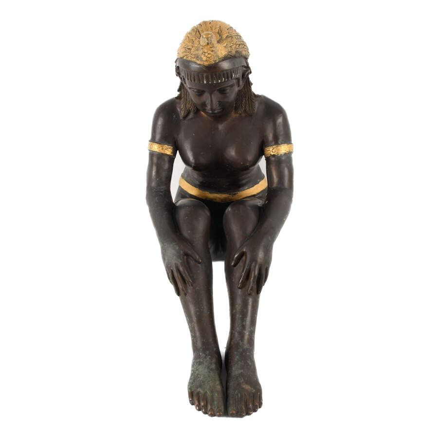 Large Bronze Egyptian Goddess Signed B. Sanberg Statue-5