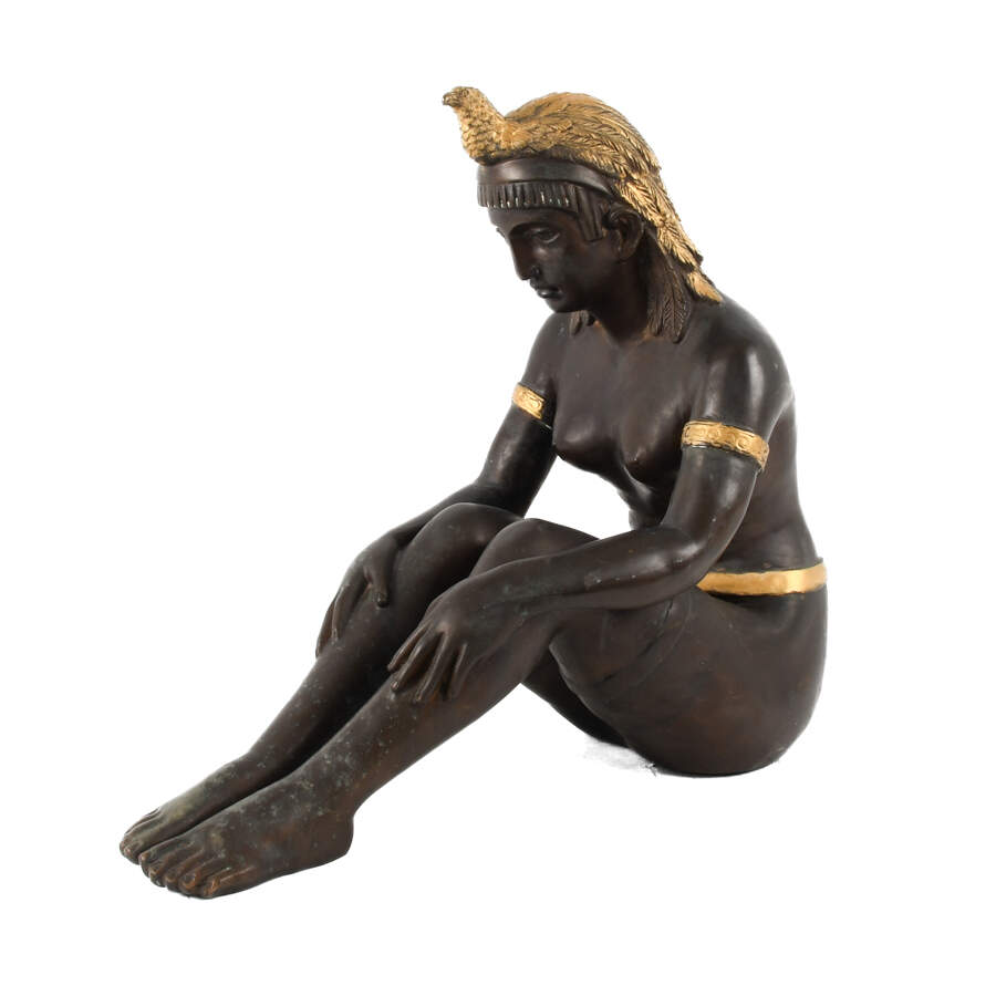 Large Bronze Egyptian Goddess Signed B. Sanberg Statue-3