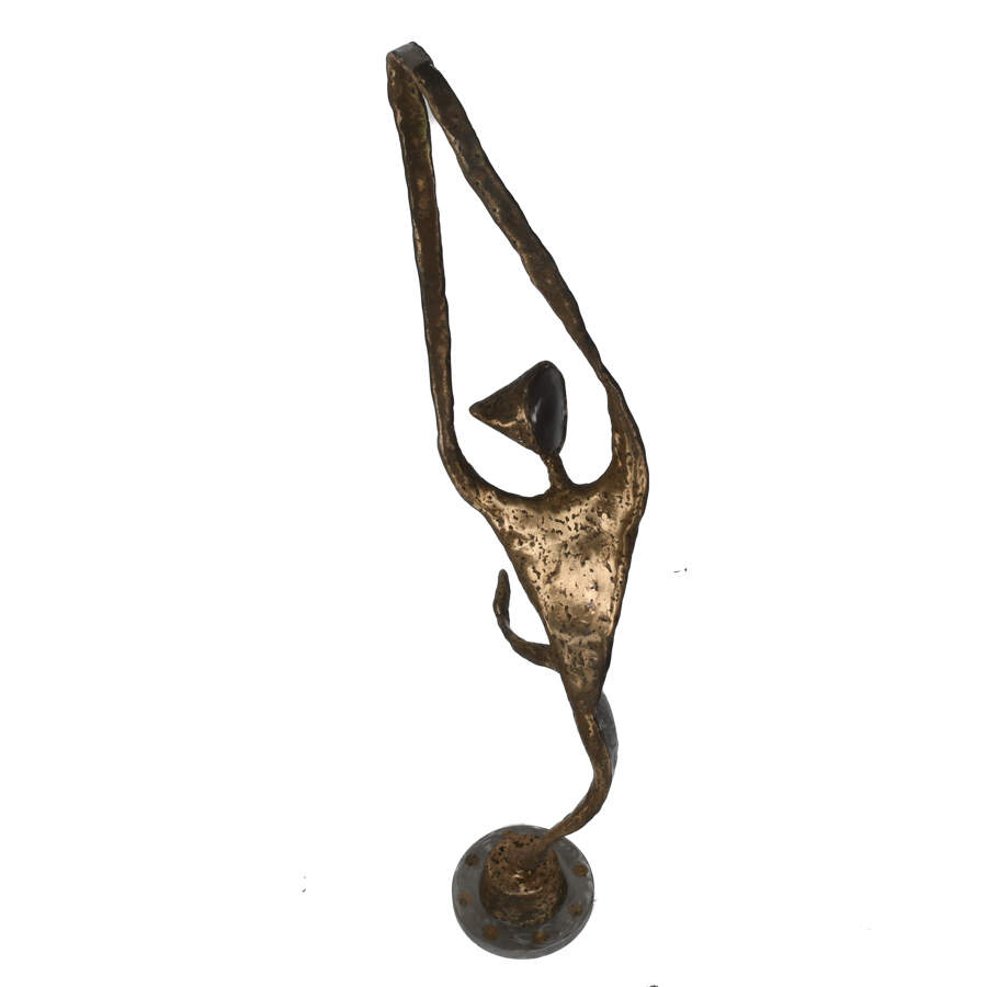 Mixed Metal Modernist Sculpture of a Dancer-6
