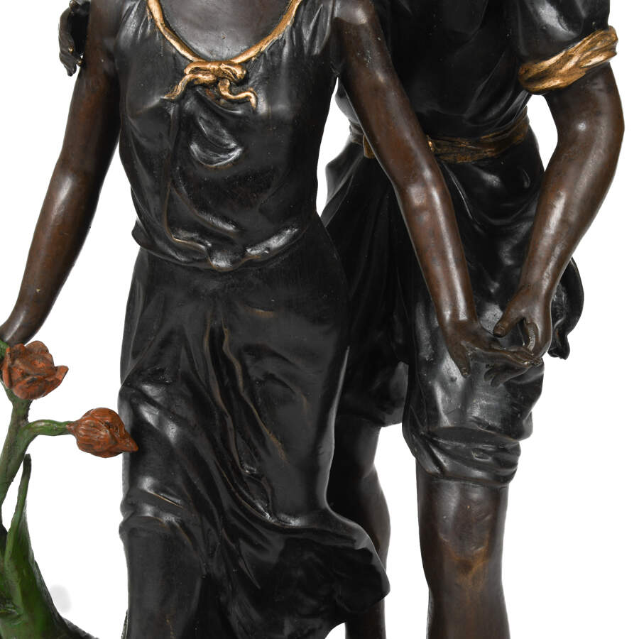 Metal Sculpture of a Romantic Couple After Auguste Moreau-7