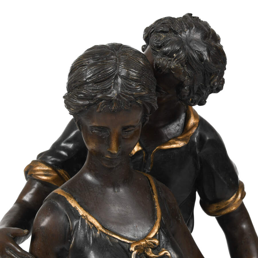 Metal Sculpture of a Romantic Couple After Auguste Moreau-6