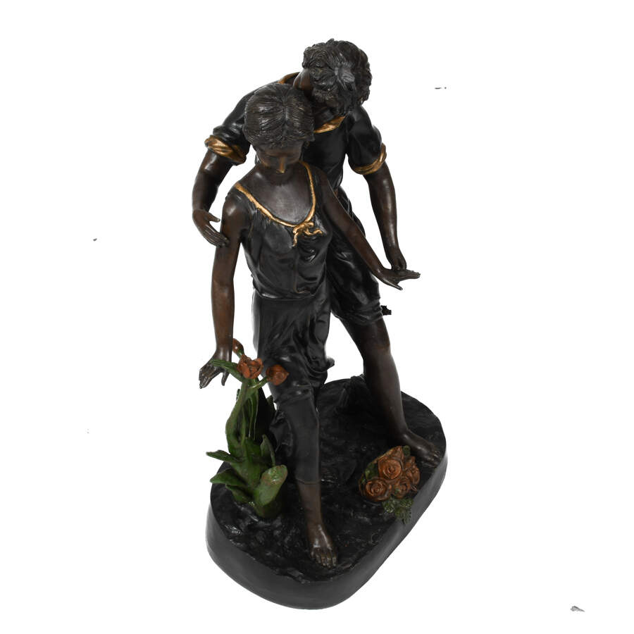 Metal Sculpture of a Romantic Couple After Auguste Moreau-5