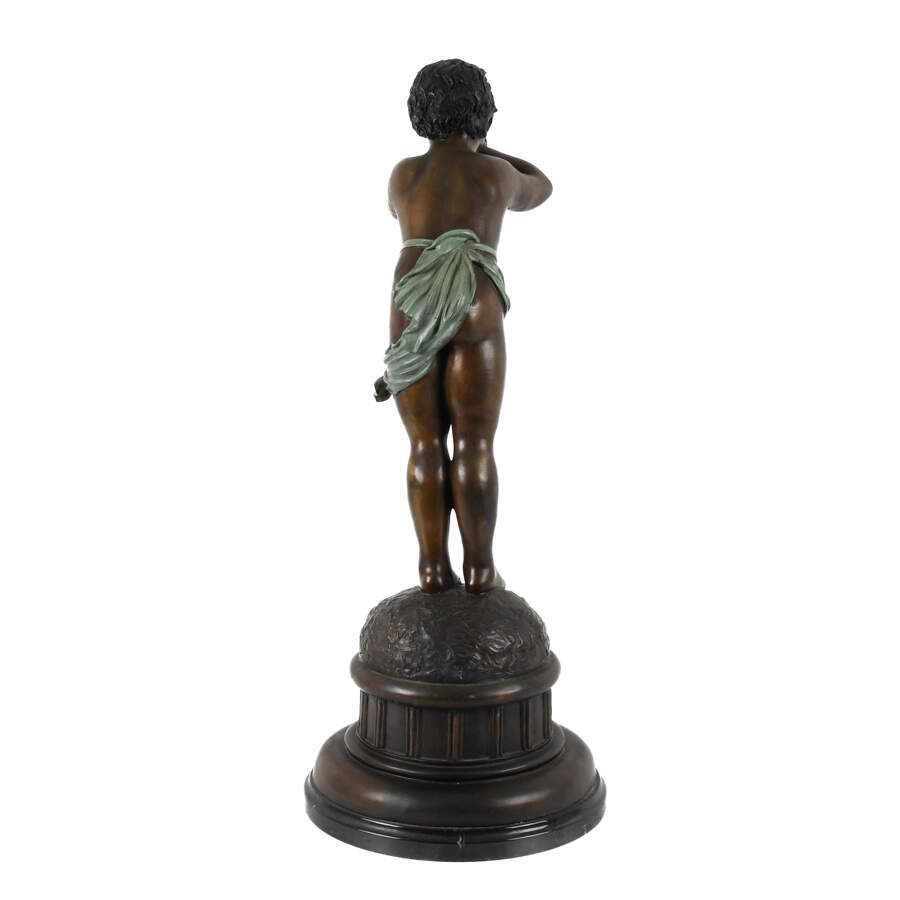 Bronze Putti Blowing a Horn Statue-6