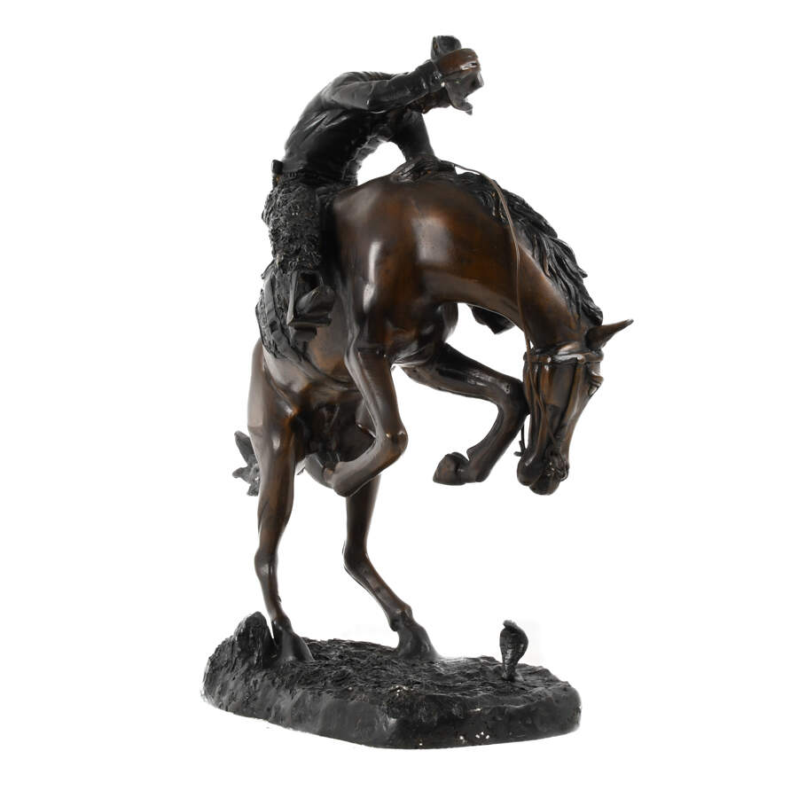 Bronze Bucking Bronco Sculpture After Frederic Remington-4