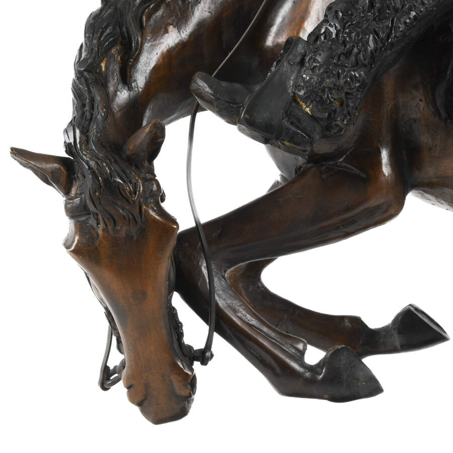 Bronze Bucking Bronco Sculpture After Frederic Remington-2