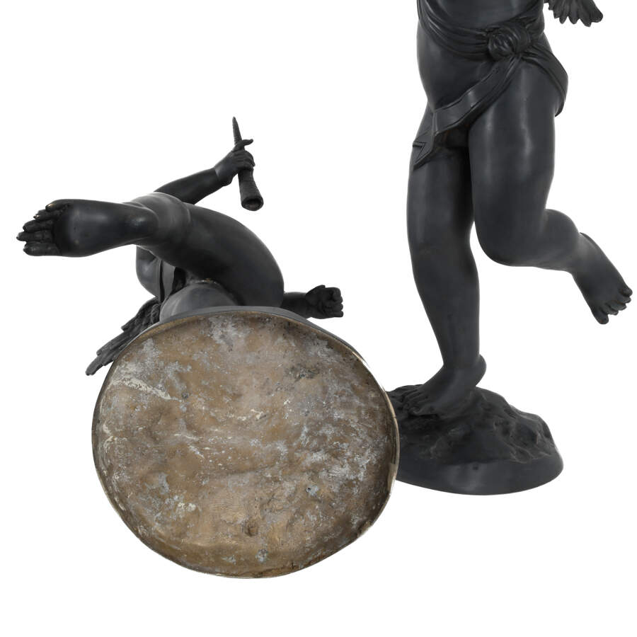 Pair of Cast Metal Garden Cherub Statues-8