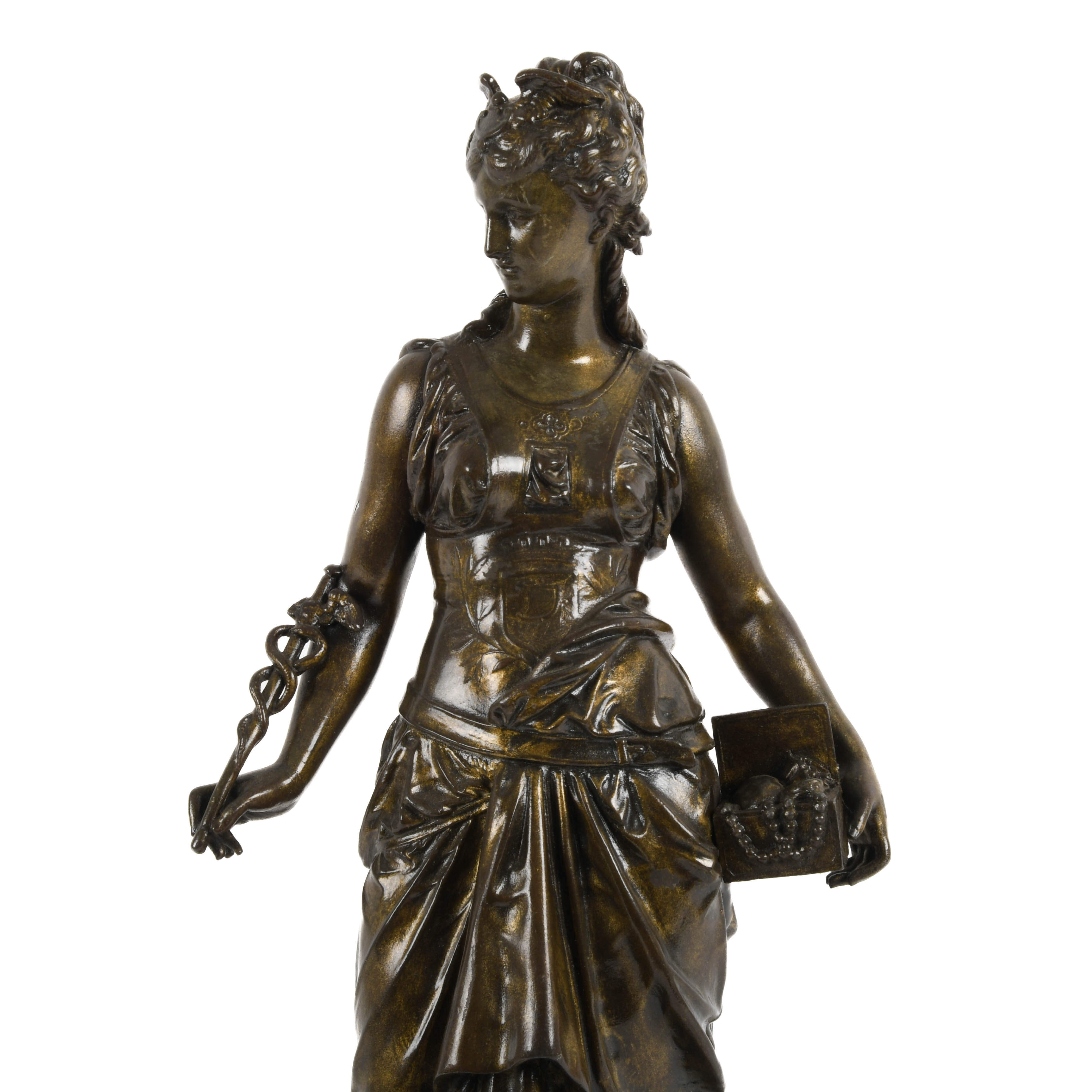 Cast Metal Figural Greek Maiden Statue-2