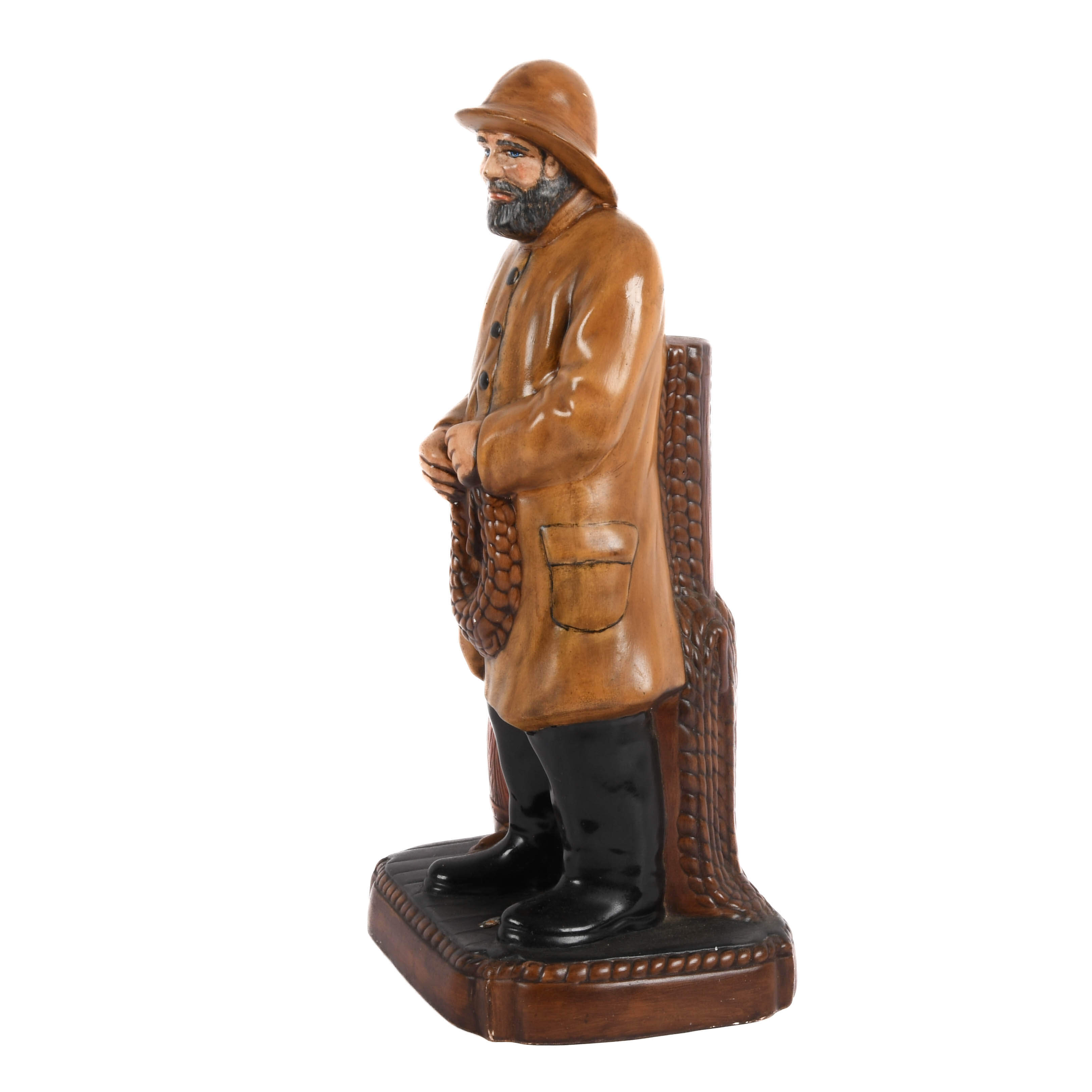 Signed Large Ceramic Fisherman Statue-4
