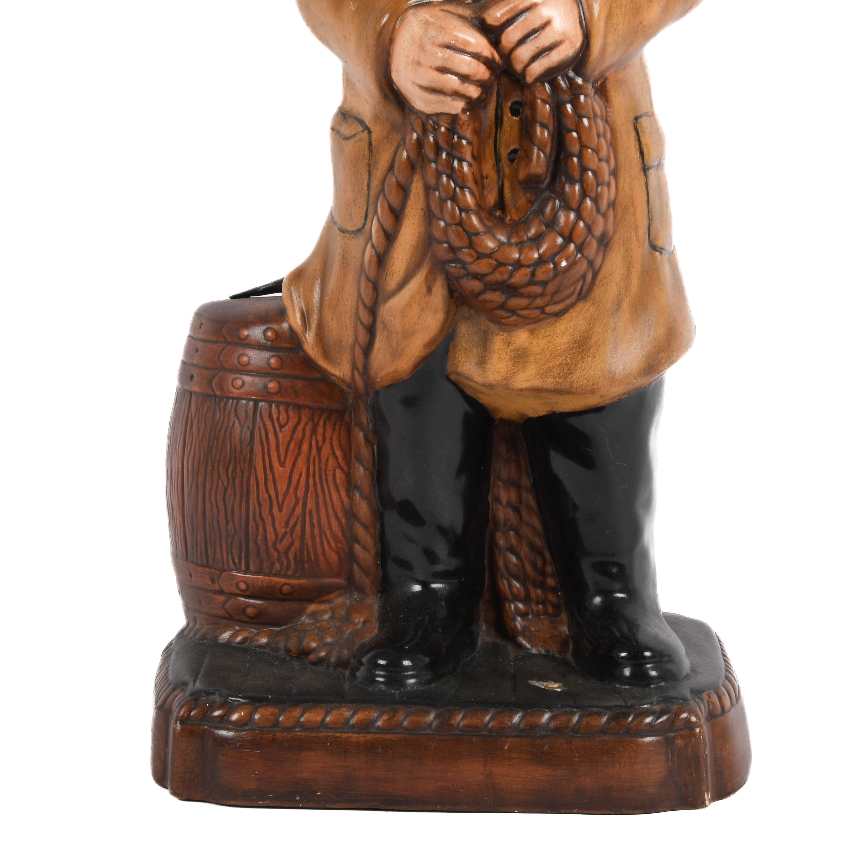 Signed Large Ceramic Fisherman Statue-3