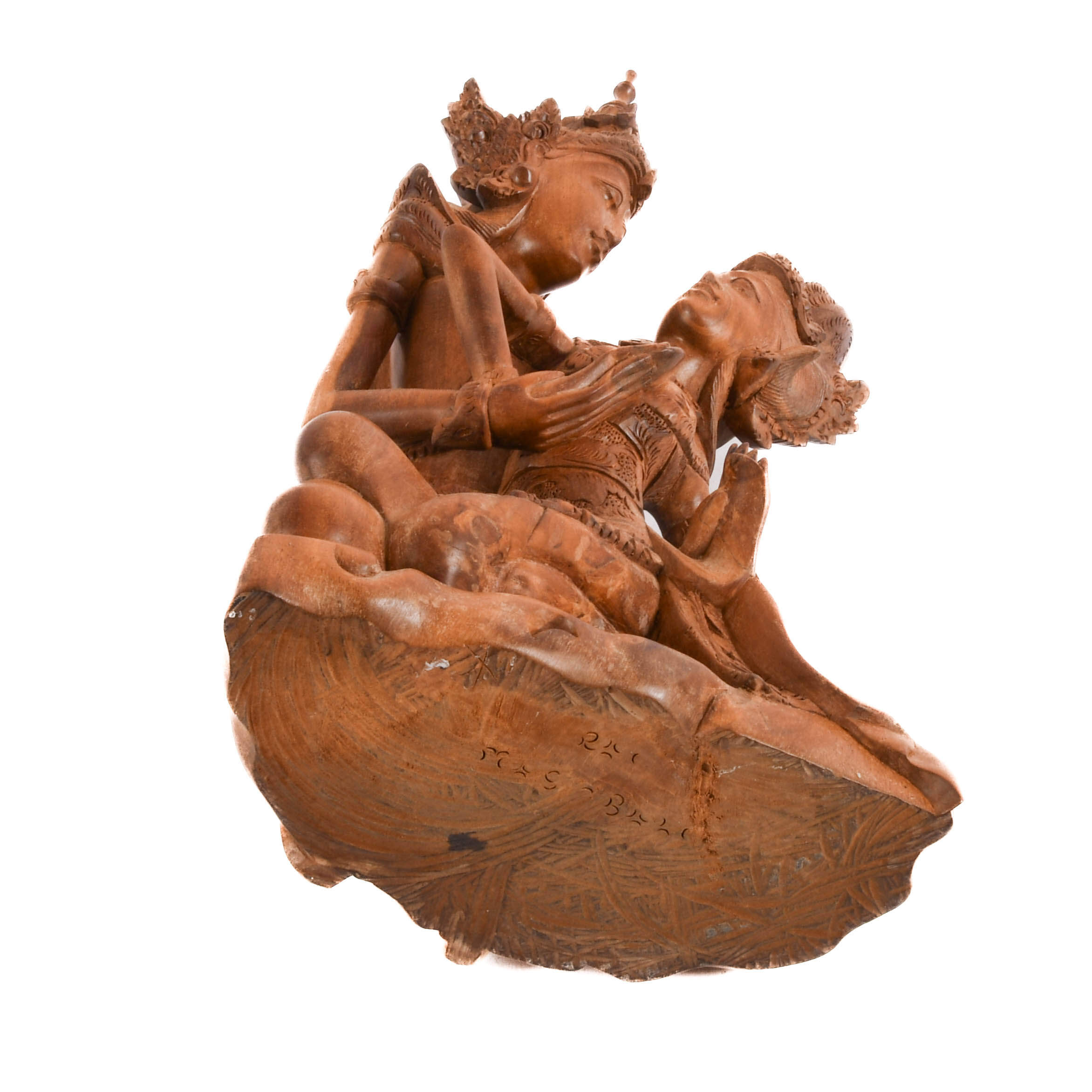 Carved Wood Sinta Sita Sculpture-8