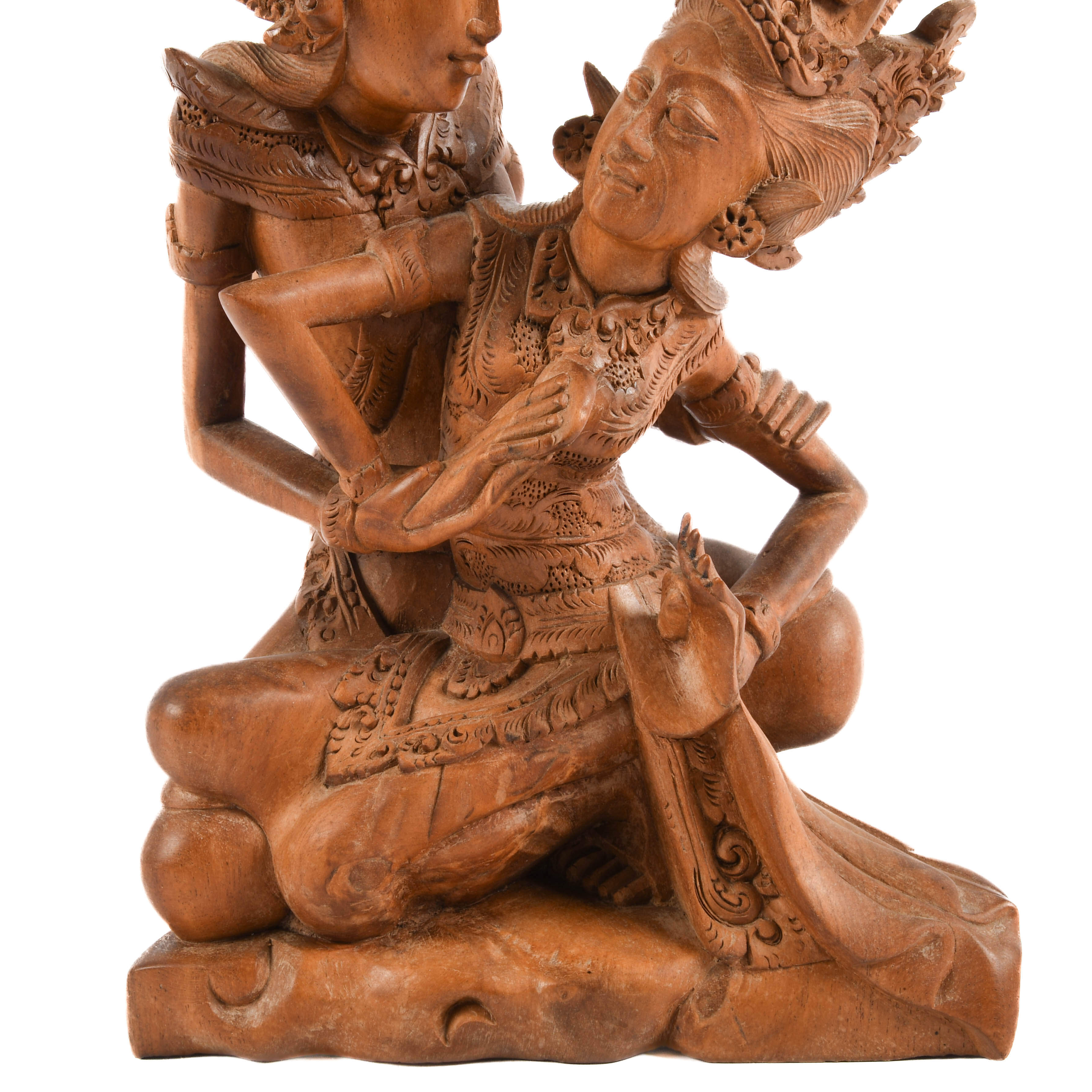 Carved Wood Sinta Sita Sculpture-3