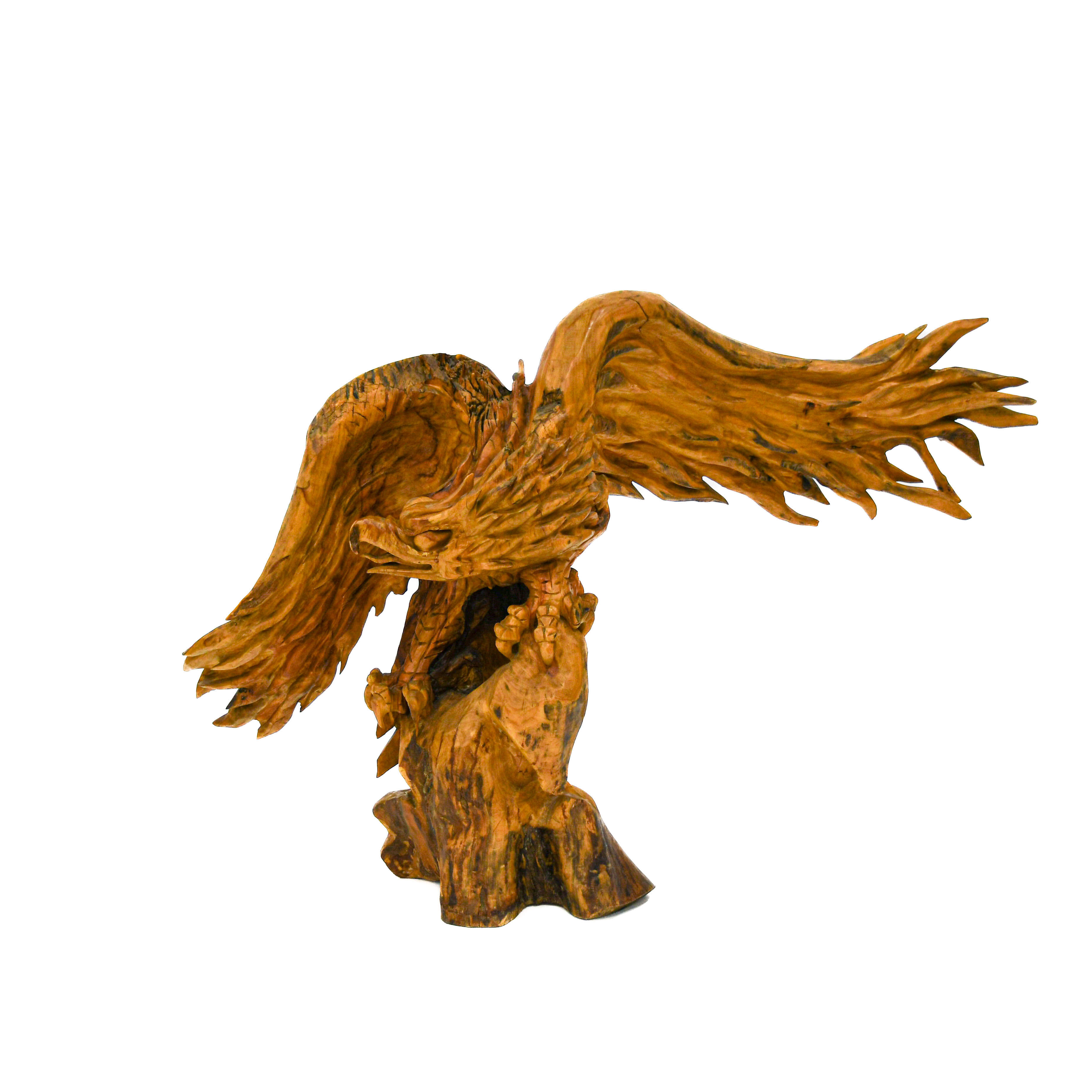 Oversized Hand-Carved Teak Wood Eagle-1