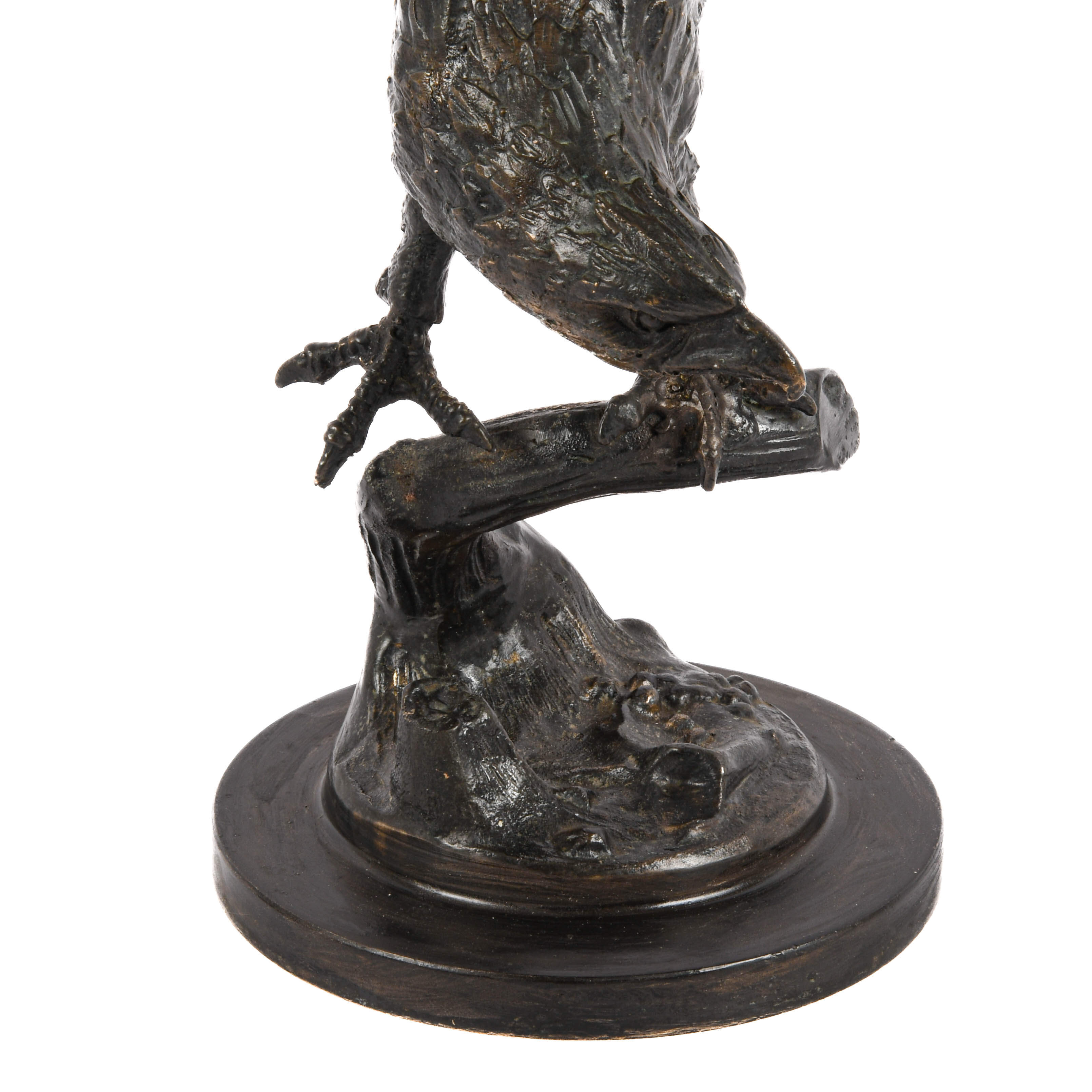 Large Bronze Eagle on Branch Sculpture-2