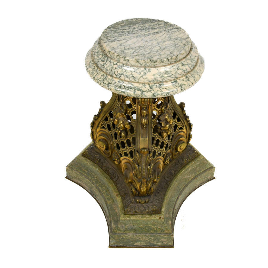 Antique French Bronze and Marble Pedestal-5
