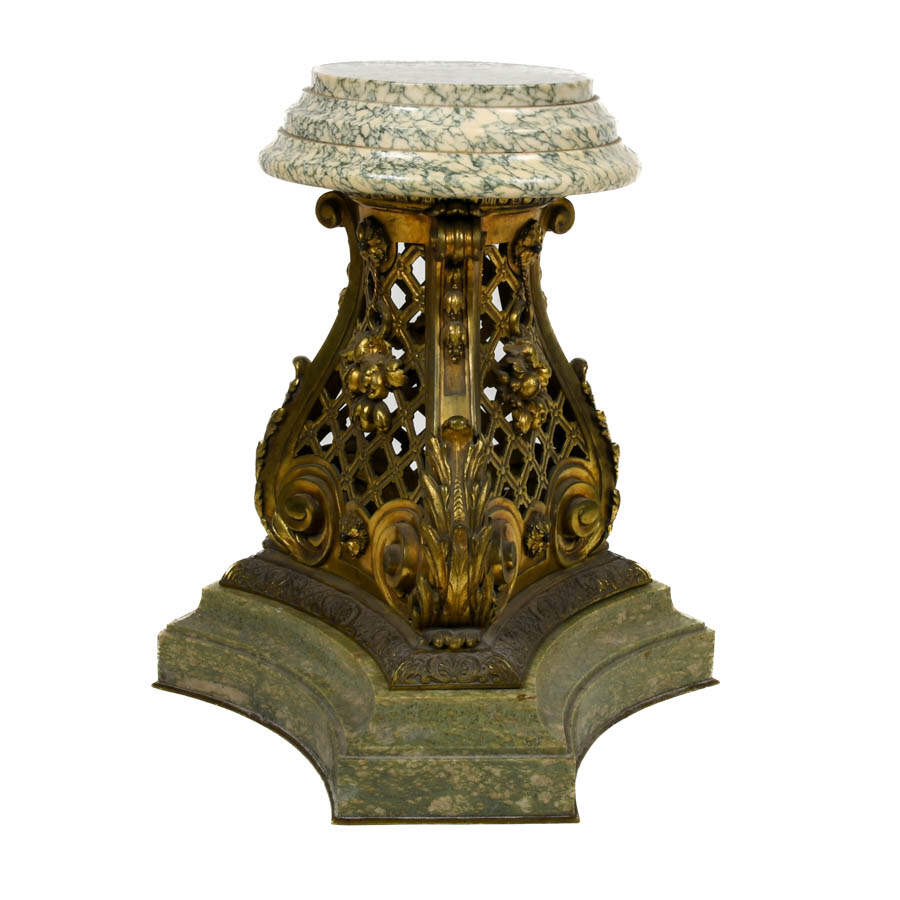 Antique French Bronze and Marble Pedestal-3