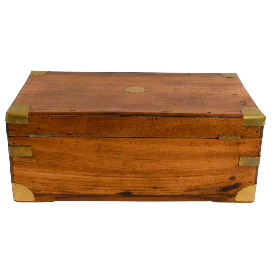 Antique Camphor Wood Tool Chest with Brass Hardware-6
