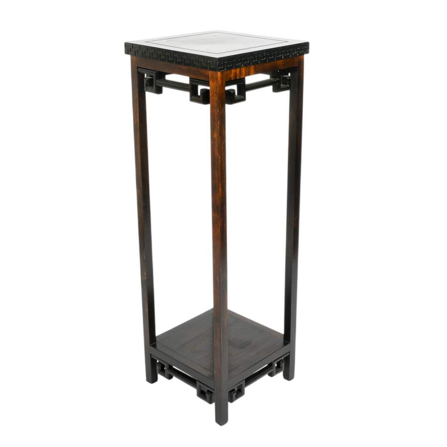 Chinese-Style Black Lacquer Pedestal Plant Stand-5
