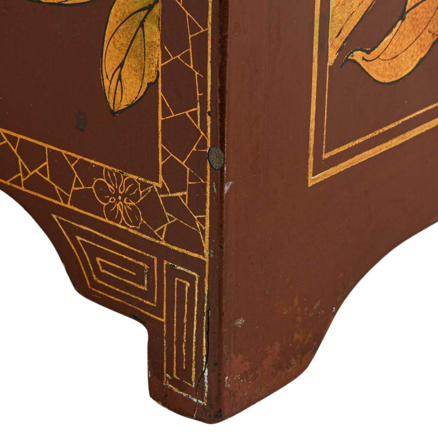 Chinese Red Lacquer Cabinet with Hand-Painted Landscape Scenes-9