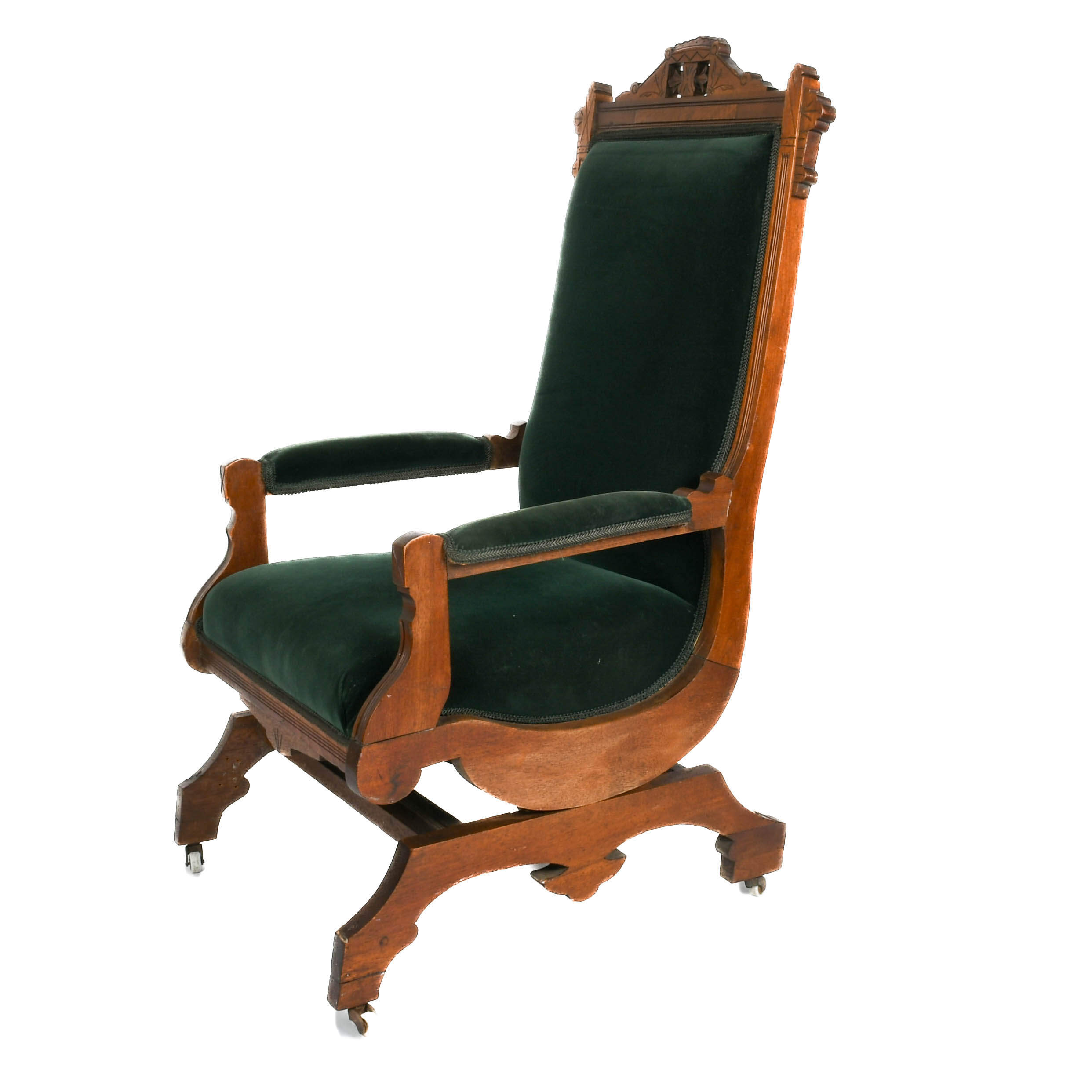 Antique Eastlake Carved Walnut Platform Rocking Chair-2