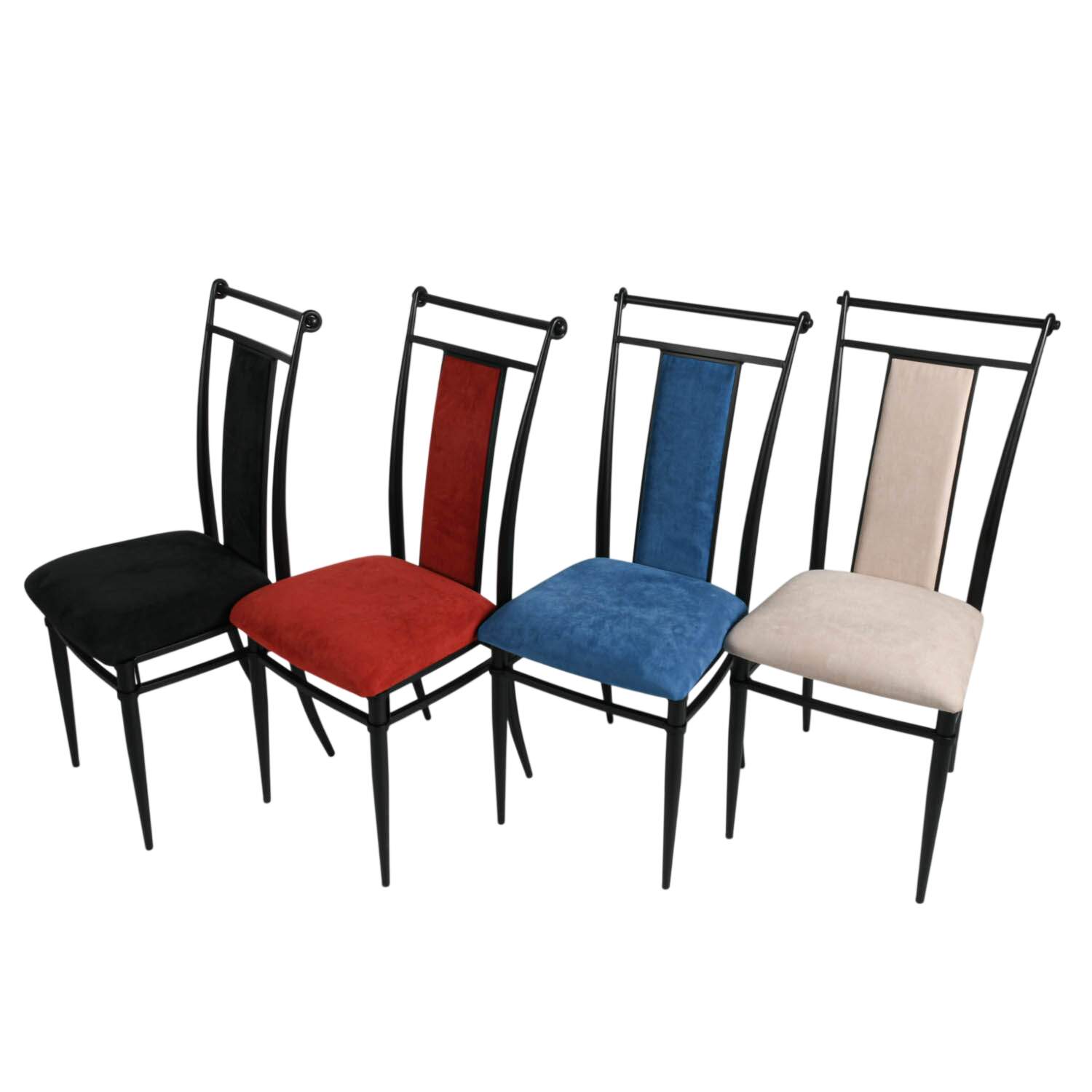 Four-Piece Faux Suede Dramatic Color Dining Room Chair Set-3