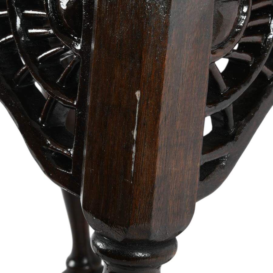 Signed F. W. Tyler Original 1943 Hand-Carved Wooden Stool-4