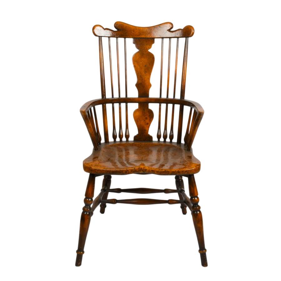 Antique Maple Burlwood Windsor Chair-1