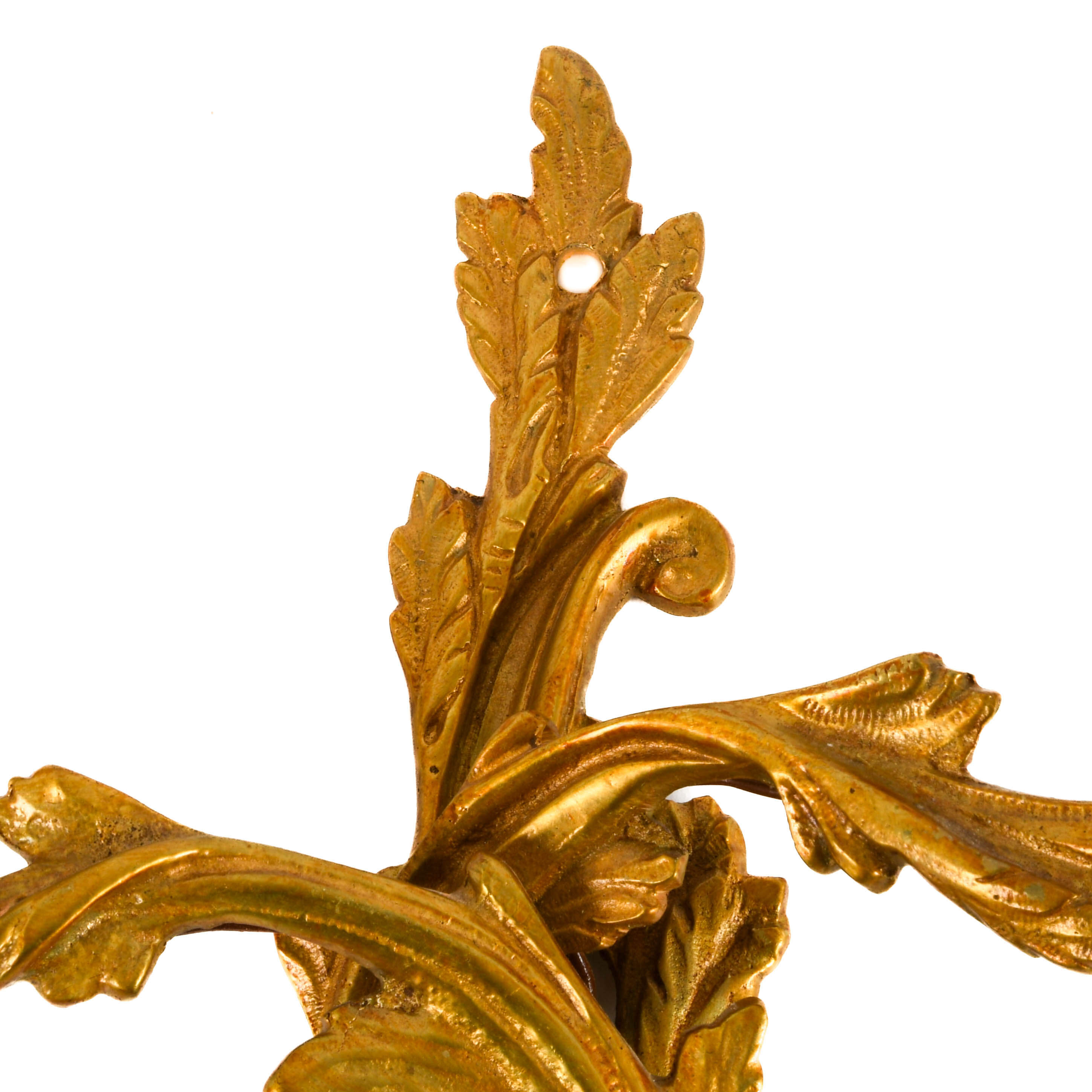 Pair of French Brass Floral Form Wall Sconces-2