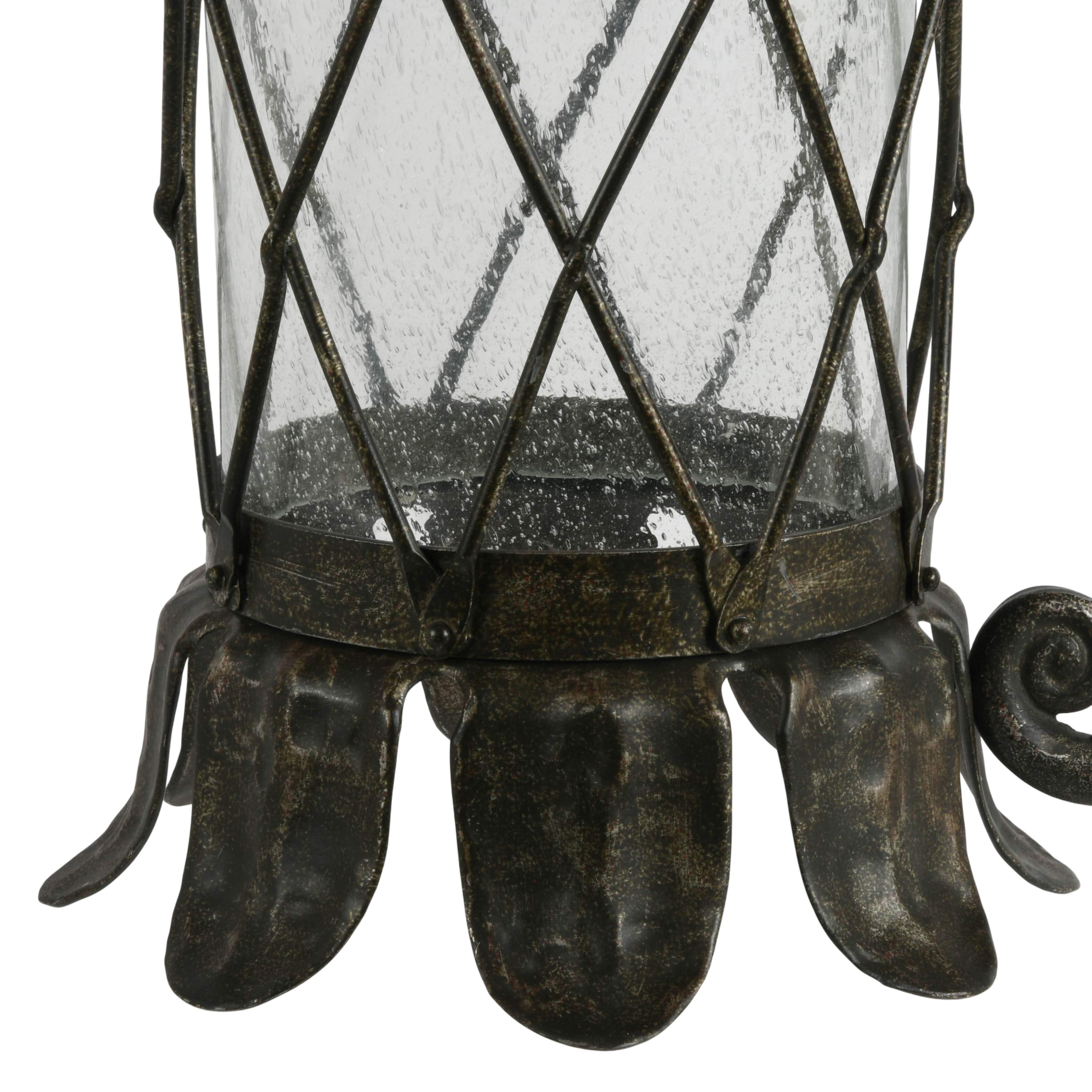 Rustic Outdoor Wall Lantern Light Fixture with Seeded Glass Shade-6