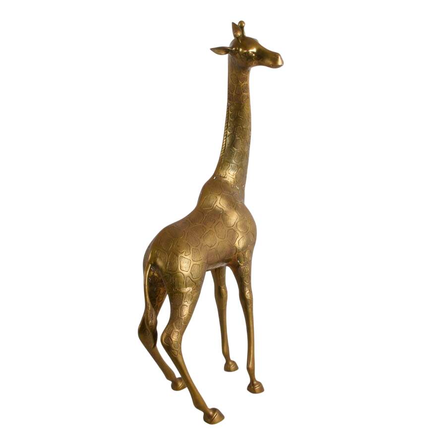Mid-Century Modern Tall Brass Giraffe Sculpture-7