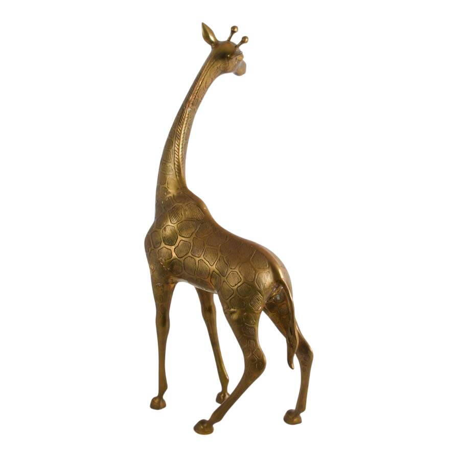 Mid-Century Modern Tall Brass Giraffe Sculpture-6