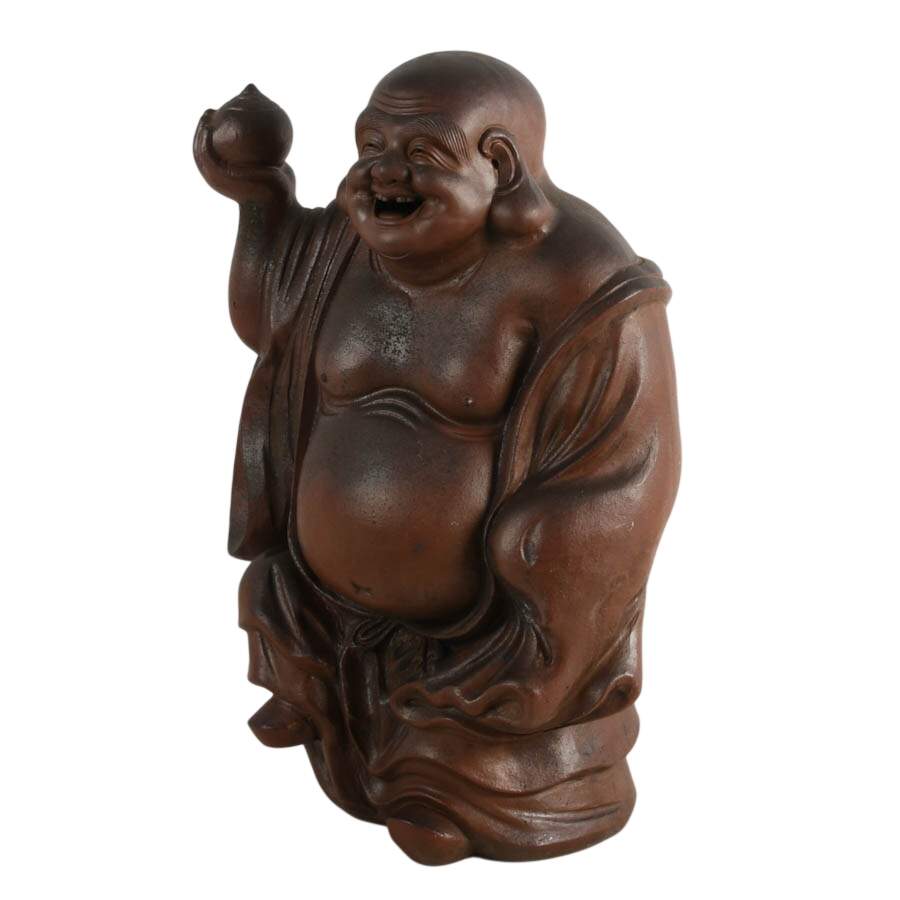Signed Concrete Laughing Buddha Statue-5