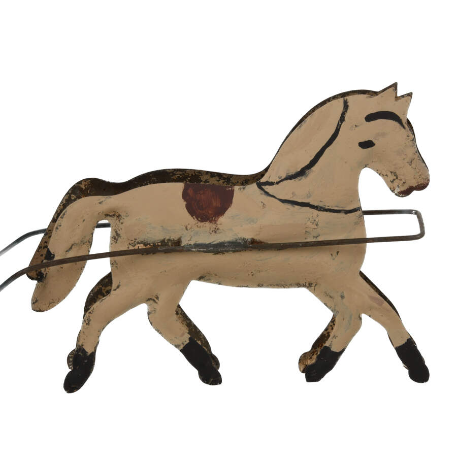 Antique German "Teddy Bear" Friction Tin Horse and Carriage Toy-2