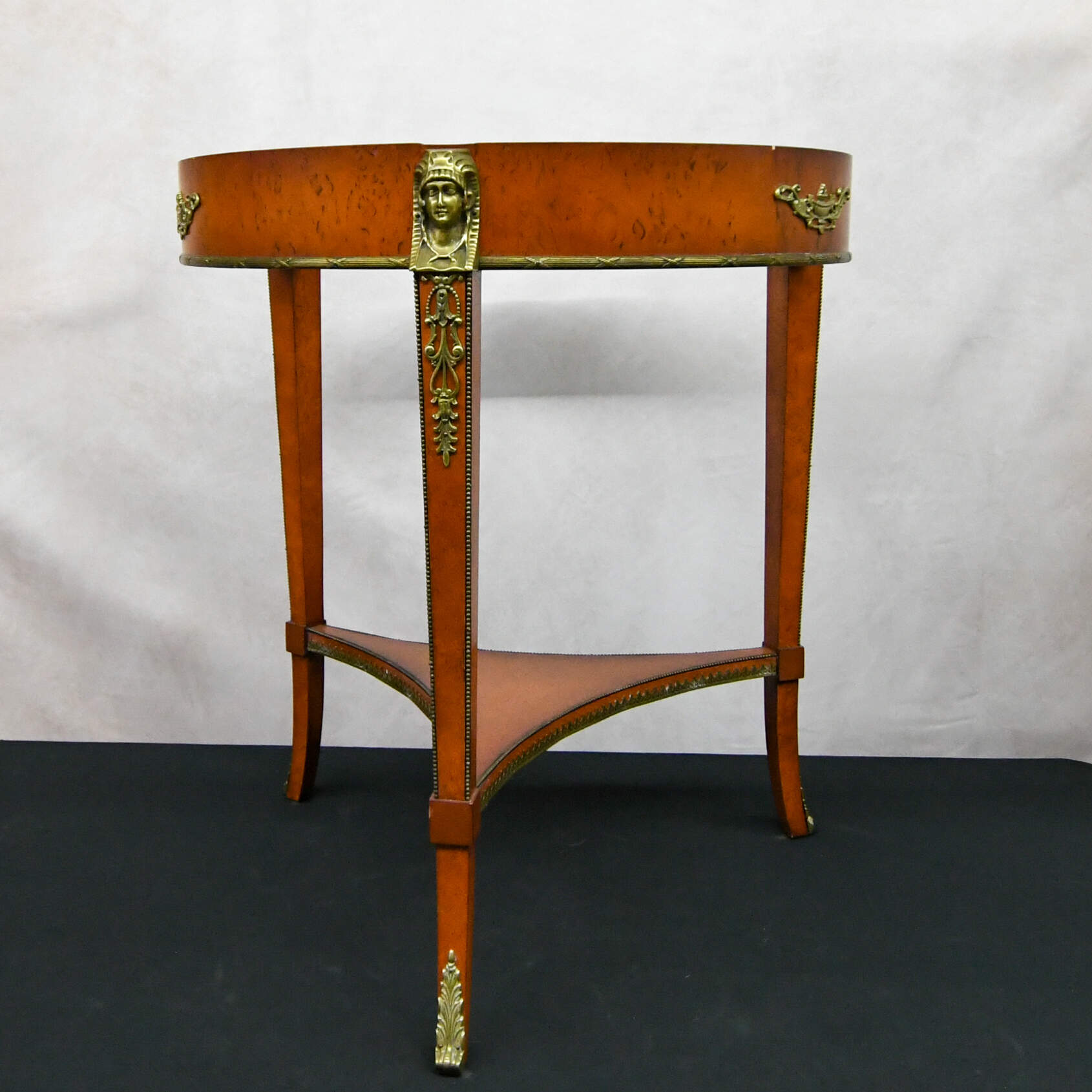 Pair of John Widdicomb Egyptian Revival Round Wood Side Tables-8