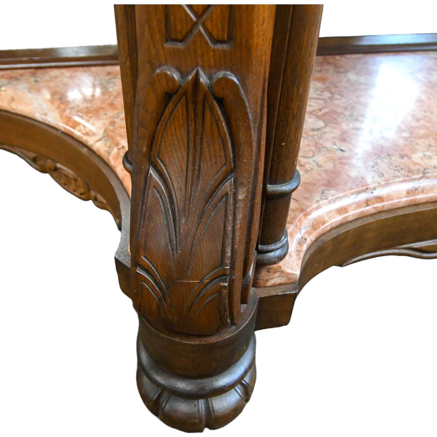 Antique Italian Pink Marble Top Console Table-9