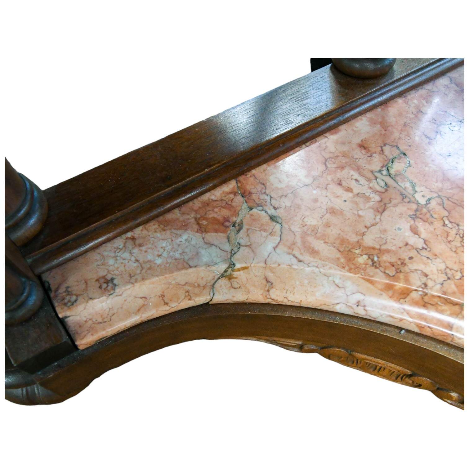 Antique Italian Pink Marble Top Console Table-7