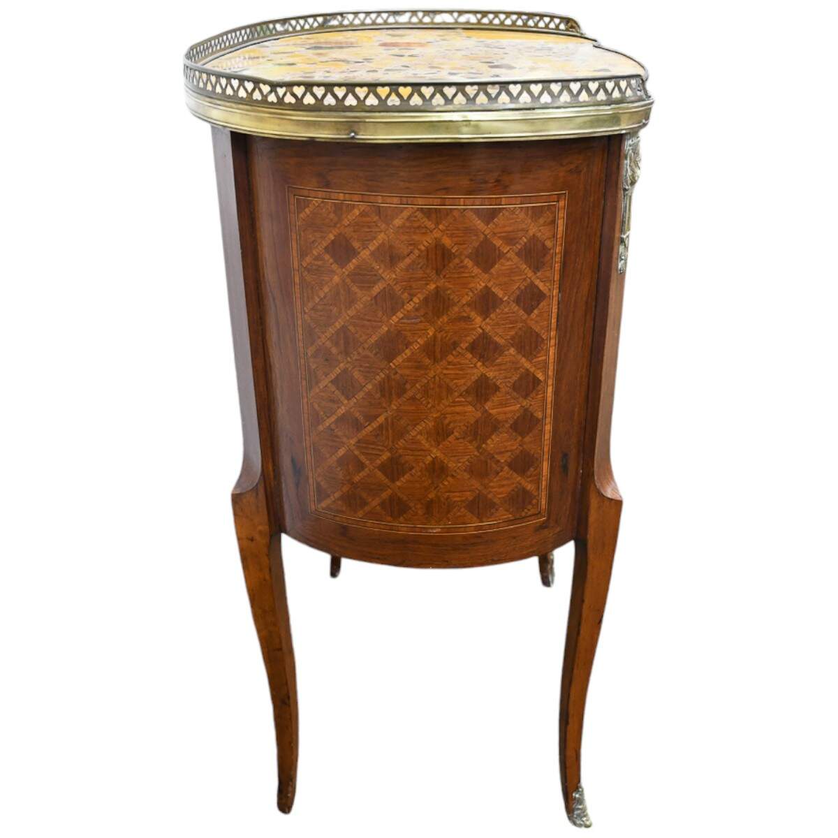 Antique Louis XVI-Style Kidney Side Table with Marble Top-5